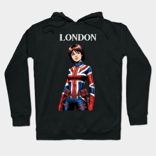 London England Female Comic Book Superhero Hoodie